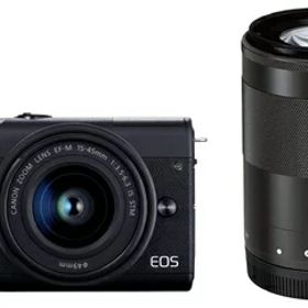 【中古】（新古品） Canon ミラーレス一眼カメラ EOS M200 ダブルズームキット ブラック EOSM200BK-WZK