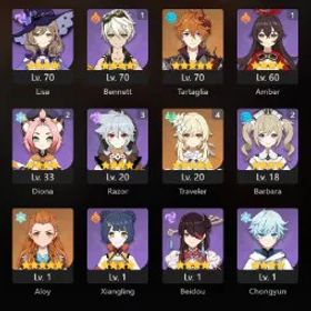 👑 👑 アジア冒険ランク45 👑 5xファイブ星5 17👑チャーズ👑モナ👑 Qiqi 👑タルタリヤ 👑