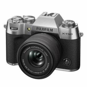 【新品】【1万5千円キャッシュバック】フジフイルム FUJIFILM X-T50 XC15-45mmレンズキット シルバー 日本語・英語版【選べる5年間延長保証対象(別料金)】