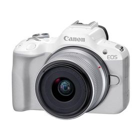 【送料無料】Canon キヤノン ミラーレス EOS R50 WH RF-S18-45 IS STM レンズキット ホワイト