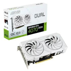 【中古】（新古品） ASUS Dual GeForce RTX 4070 Super EVO ホワイト OCエディション (PCIe 4.0、12GB GDDR6X、DLSS 3、HDMI 2.1a、DisplayPort 1.4a、2.5スロットデザイン、Axial-techファンデザイン、デュアルBIOS)。