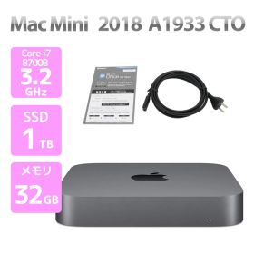 Apple アップル Mac Mini,2018 A1933 CTO Core i7 8700B 3.2GHz メモリ 32GB SSD 1TB マックミニ G86T 中古