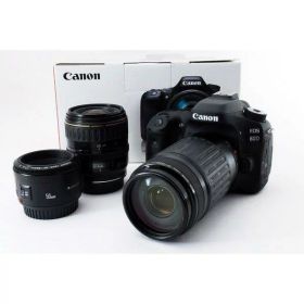 【中古】キヤノン Canon EOS 80D 単焦点&標準&望遠トリプルレンズセット 美品