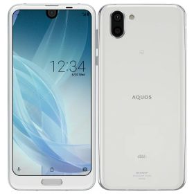 【中古】Bランク【やや傷や汚れあり】 SIMロック解除済み 元au SHV42 SHARP AQUOS R2 プラチナホワイト 判定○ 送料無料