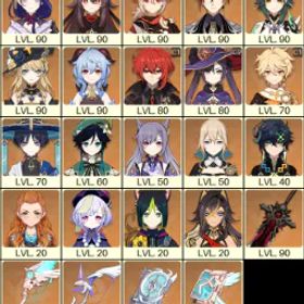 💚 [アジア] 冒険ランク 58 💚 26倍 星5キャラクター 💚 52文字 💚 魈 & 甘雨 & 胡桃 & 雷電将軍 & ナヴィア & 鍾離 & 楓原万葉 & 放浪者 & ウェンティ & キィニチ