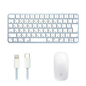 【純正品】 Apple MagicKeyboard A2449 と MagicMouse セット USB-C Lightningケーブル付 ブルー Macmini Touch ID搭載 Bランク