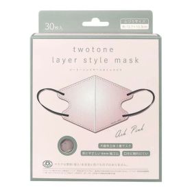 （株）富士 ツートンレイヤースタイルマスク アッシュピンク 30枚 感染対策 花粉対策 不織布 立体 おしゃれ 父の日 ギフト プレゼント 敬老の日