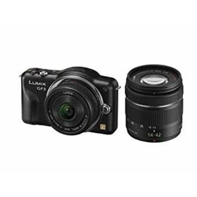 【中古】パナソニック ミラーレス一眼カメラ LUMIX GF3 ダブルレンズキット エスプリブラック DMC-GF3W-K(ミラーレス一眼)
