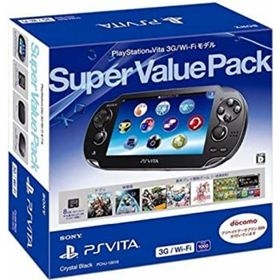 【中古】PlayStation Vita Super Value Pack 3G/Wi-Fiモデル クリスタル・ブラック（メーカー生産終了）(家庭用ゲーム機本体)