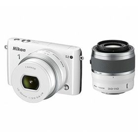 【中古】Nikon ミラーレス一眼 Nikon1 S2 ダブルズームキット ホワイト S2WZWH(ミラーレス一眼)