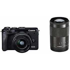 【中古】Canon ミラーレス一眼カメラ EOS M6 Mark II ダブルズームキット ブラック EOSM6MK2BK-WZK(ミラーレス一眼)