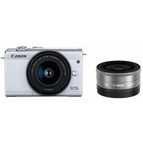【中古】Canon ミラーレス一眼カメラ EOS M200 ダブルレンズキット ホワイト EOSM200WH-WLK(ミラーレス一眼)
