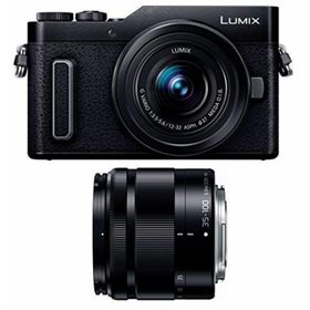 【中古】パナソニック ミラーレス一眼カメラ ルミックス GF10 ダブルレンズキット 標準ズームレンズ/望遠ズームレンズ付属 ブラック DC-GF10WA-K(ミラーレス一眼)