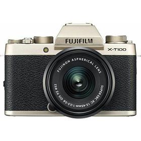 【中古】富士フイルム(FUJIFILM) ミラーレス一眼 X-T100レンズキット シャンパンゴールド X-T100LK-G(ミラーレス一眼)