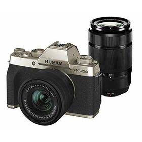 【中古】富士フイルム(FUJIFILM) ミラーレス一眼カメラ X-T200ダブルズームレンズキット シャンパンゴールド X-T200WZLK-G(ミラーレス一眼)