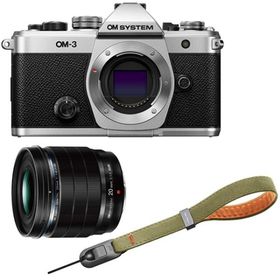 OM SYSTEM オーエムシステム OM-3 ボディ シルバー＋ED 20mm F1.4 PRO単焦点レンズ＋P-CB-294(グラスグリーン) セット
