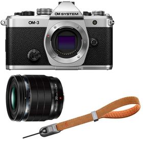 OM SYSTEM オーエムシステム OM-3 ボディ シルバー＋ED 20mm F1.4 PRO単焦点レンズ＋P-P-CB-295(アースブラウン)セット