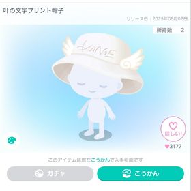 叶の文字プリント帽子 | ピグパ(ピグパーティ)のアイテム、RMTの販売・買取一覧