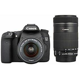 【中古】（非常に良い）Canon デジタル一眼レフカメラ EOS 70D ダブルズームキット EF-S18-55 IS STM/EF-S55-250 IS STM付属 ブラック EOS70D-WKIT(デジタル一眼)