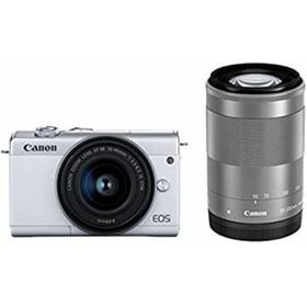 【中古】「非常に良い」Canon ミラーレス一眼カメラ EOS M200 ダブルズームキット ホワイト EOSM200WH-WZK(ミラーレス一眼)