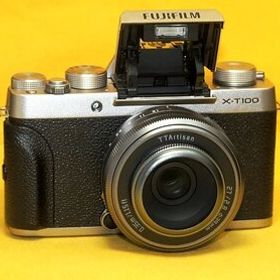 ★一発即決★FUJIFILM X-T100★パンケーキレンズ＆32GB付★最新ファームウェアに更新済です★ミラーレス★