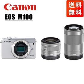 キヤノン Canon EOS M100 EF-M 15-45mm 55-200mm ダブルレンズキット ホワイト ミラーレス一眼 カメラ 中古