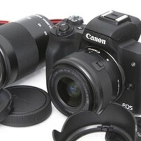 【全額返金保証】良品｜キヤノン EOS Kiss M ダブルズームキット [ブラック] CA01-R2608-3U2A