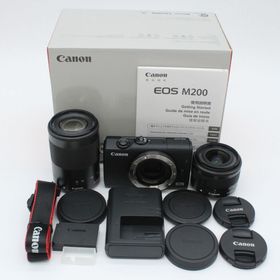 ★美品★ CANON キヤノン EOS M200 ダブルズームキット ブラック(ミラーレス一眼)
