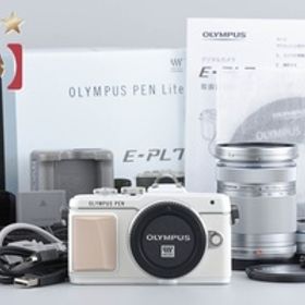 【中古】OLYMPUS オリンパス PEN Lite E-PL7 EZ ダブルズームキット ホワイト シャッター回数僅少 元箱付き