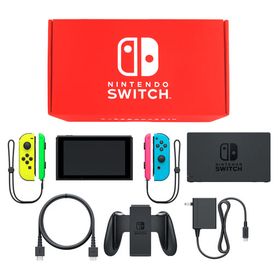 Nintendo Switch本体 カラーカスタマイズ /Joy-Con(L)ネオンイエロー(R)ネオンブルー/Joy-Conストラップ(L)ネオングリーン(R)ネオンピンク ニンテンドースイッチハード