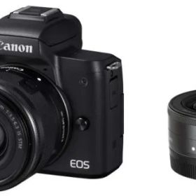 Canon ミラーレス一眼カメラ EOS Kiss M ダブルレンズキット ブラック EOSKISSMBK-WLK