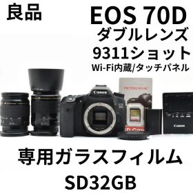 良品 9311ショット キャノン EOS 70D ダブルレンズ/一眼レフカメラ