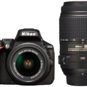 Nikon デジタル一眼レフカメラ D5500 ダブルズームキット ブラック 2416万画素 3.2型液晶 タッチパネルD5500WZBK