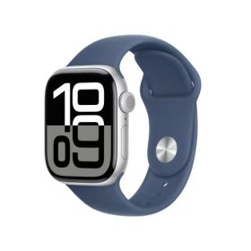 Apple Watch Series 10(GPS + Cellularモデル)- 42mmシルバーアルミニウムケースとデニムスポーツバンド - S/Mを組み合わせたスマートウォッチ。フィットネストラッカー、血中酸素ウェ ルネスアプ