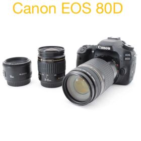 一眼レフカメラCanon EOS80D標準&望遠&単焦点トリプルレンズセット