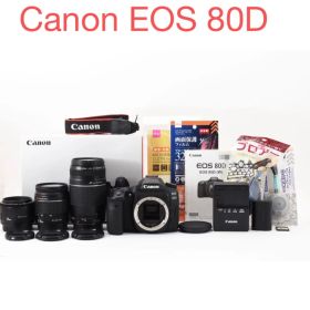 保証付/Wi-Fil動画/Canon EOS80D標準＆望遠＆単焦点レンズセット