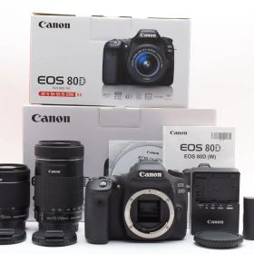 ★新品級★ キヤノン Canon EOS 80D ダブルズームキット 《元箱付き・付属品多数！》★完動品★ #98P99A507072