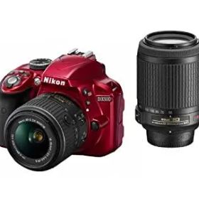 【中古】(非常に良い)Nikon デジタル一眼レフカメラ D3300 ダブルズームキット レッド D3300WZRD