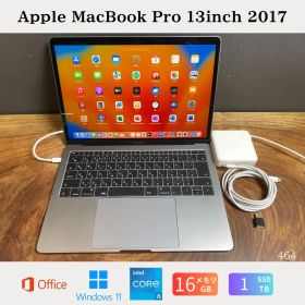 ［バッテリー良好］Apple MacBook Pro 13inch 2017/Core i5 2.3GHz/メモリ16GB/SSD1TB/Windows11/Office 2024/464