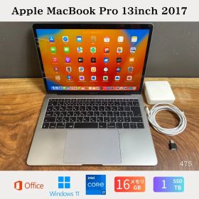 ［新品バッテリー］Apple MacBook Pro 13inch 2017/Core i7 2.5GHz/メモリ16GB/SSD1TB/Windows11/Office 2024/475