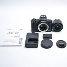 B#9758 Canon ミラーレス一眼カメラ EOS Kiss M2 標準ズームレンズキット ブラック KISSM2BK-1545