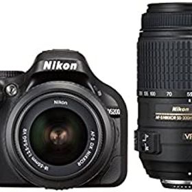 【中古】Nikon デジタル一眼レフカメラ D5200 ダブルズームキット AF-S DX NIKKOR 18-55mm f/3.5-5.6G VR/ AF-S DX NIKKOR 55-300mm f/4.5-5.6G ED VR ブ