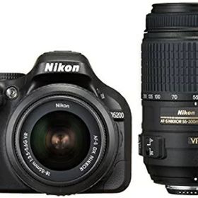 【中古】 Nikon デジタル一眼レフカメラ D5200 ダブルズームキット AF-S DX NIKKOR 18-55mm f/3.5-5.6G VR/ AF-S DX NIKKOR 55-300mm f/4.5-5.6G ED VR ブラック D5200WZBK