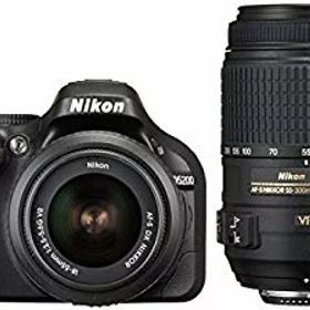 【中古】Nikon デジタル一眼レフカメラ D5200 ダブルズームキット AF-S DX NIKKOR 18-55mm f/3.5-5.6G VR/ AF-S DX NIKKOR 55-300mm f/4.5-5.6G ED VR ブ i8my1cf