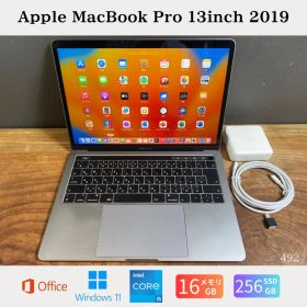 ［美品］Apple MacBook Pro 13inch 2019/Core i5 2.4GHz/メモリ16GB/SSD256GB/Windows11/Office 2024/492