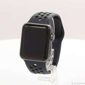 〔中古〕Apple(アップル) Apple Watch Series 3 Nike+ GPS 38mm スペースグレイアルミニウムケース アンスラサイト／ブラックNikeスポーツバンド〔377-ud〕