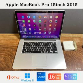 【中古】送料無料［美品/新品バッテリー］Apple MacBook Pro 15inch 2015/Core i7 2.2GHz/メモリ16GB/SSD512GB/Windows11/Office 2021保証あり 初期設定不要 無料サポート