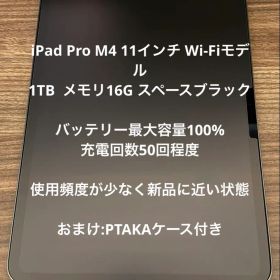 【極美品】iPad Pro M4 1TB Wi-Fi 11インチ