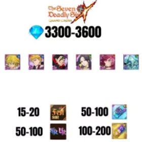 [海外] 3300-3600 虹のダイヤ |ゼルドリス デーモン キング ニュー |SKULD | ランスロット |ゴウザー UR | メリオダス デーモン キング |コクティウス |15-20 フェスト |50-100 UR/SSR |50-100 枚 SSの