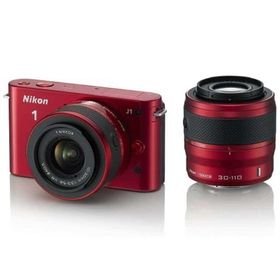 Nikon デジタルカメラ Nikon 1 J1 ダブルズームキット (レッド) [1J1(JP)RD WZ 10-30 30-110] (状態：レンズ状態難/バッテリー不良※詳細は商品説明を御覧下さい) カメラ